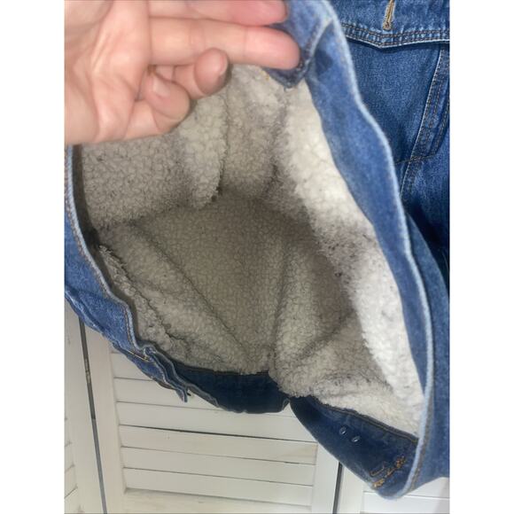 North 40 Men's Sherpa Lined Jacket Men's Blue Button Up Denim Trucker Sz Large - Picture 7 of 11